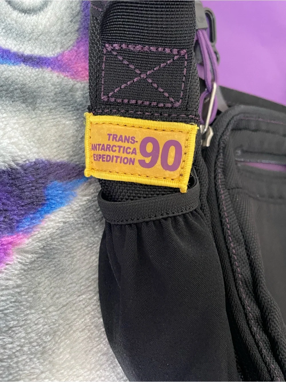 The North Face Black Messenger Bag with Yellow Accents